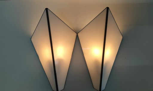 Set of vintage Tiffany-style/Art Deco-style wall lamps (diamond shape)