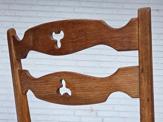 Image 1 of Anni '60, set di 4 sedie da pranzo danesi, mobili in lana, legno massello di rovere.