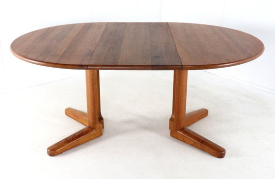 Image 1 of Deense ronde 2x verlengbare eettafel gerestaureerd vintage teak