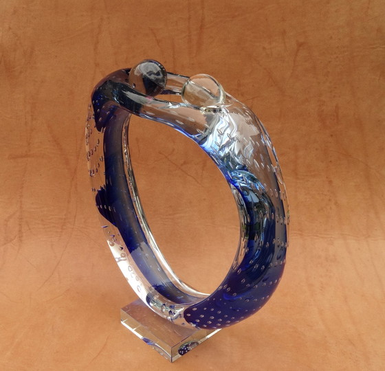 Image 1 of Glaskunst, studioglas, sculptuur "Koppel" Murano 1980