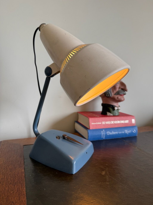 Vintage Table lamp – 50s/60s – cream & blue – retro