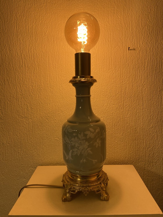 Image 1 of Celadon pâte-sur-pâte porcelain table lamp with bronze mount