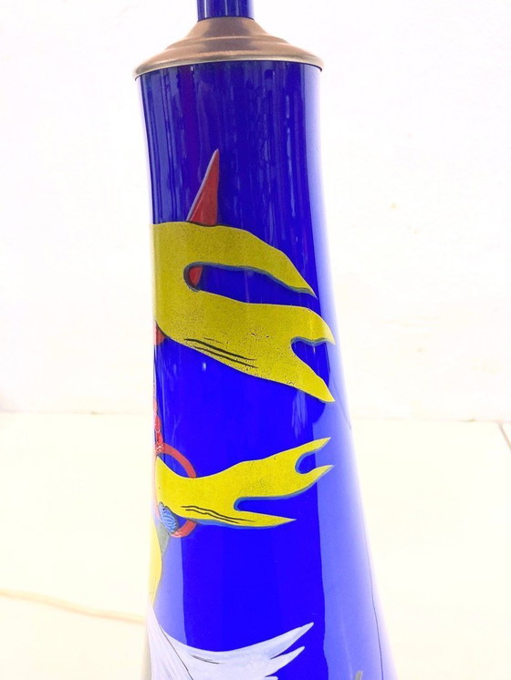 Image 1 of Lampada da tavolo in vetro dipinto di design Eisch anni '80-'90, firmata