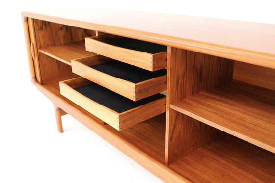 Image 1 of as new, Dyrlund Danish Mid Century Teak Sideboard / Vintage Credenza avec portes tambour, entièrement restauré