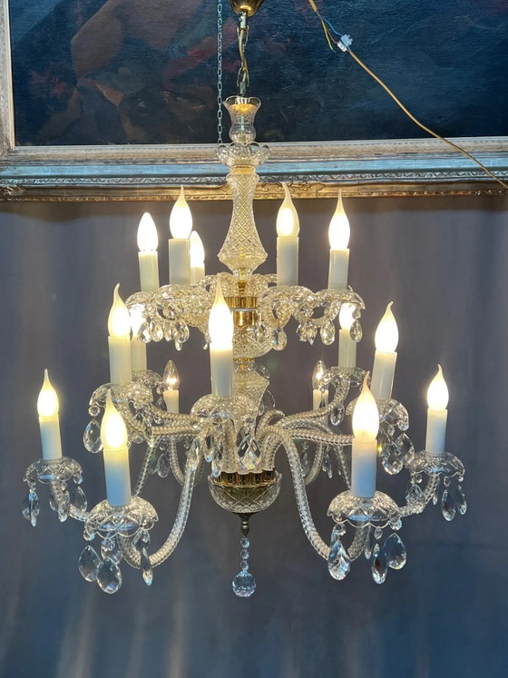 Lustre de style Louis XV. Cristal massif, avec nouveau câblage électrique., Verre, Transparent (photo 2 sur 8)