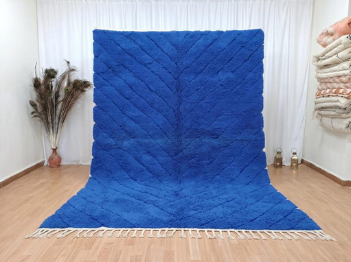 Tapis bleu en laine à motifs géométriques 200/300cm