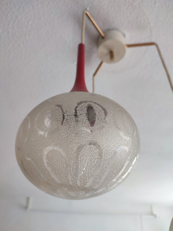 Image 1 of Lampe vintage 3 ampoules en verre cascade Space Age rouge