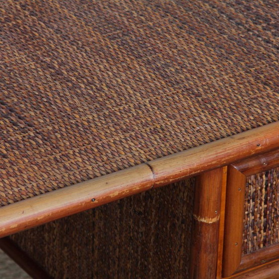 Image 1 of Vintage wicker, bamboo and brass desk by Dal Vera, 1970