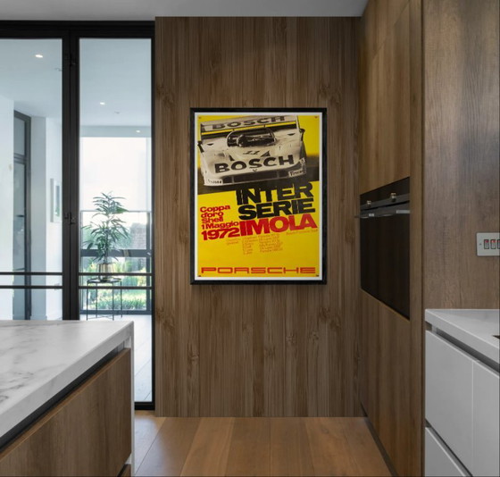 Image 1 of orsche Interserie Imola 1972 – Originele Vintage Porsche Poster van Atelier Strenger – Mid-Century Modern – 102x76 cm