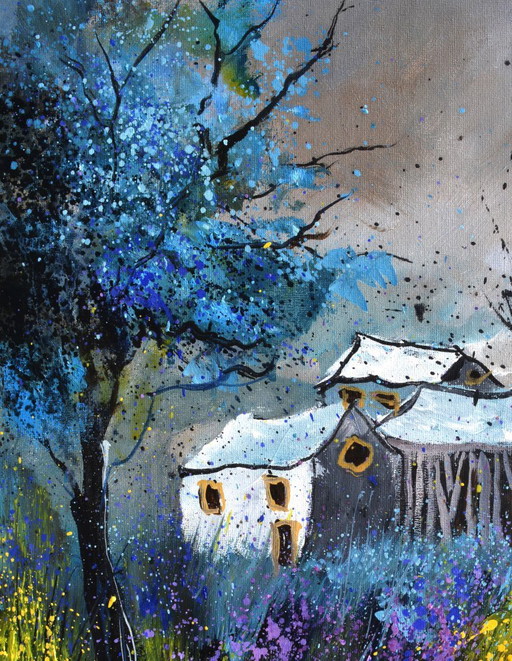 Houses in the Wood – schilderijen tekeningen, Canvas (photo 2 of 5)
