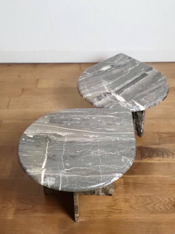 Image 1 of Vintage organically shaped marble side tables, Germany 1970