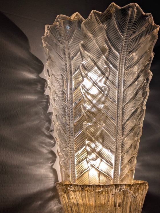 Image 1 of Coppia applique giganti Barovier & Toso Foglia d'Oro di Murano, anni '80