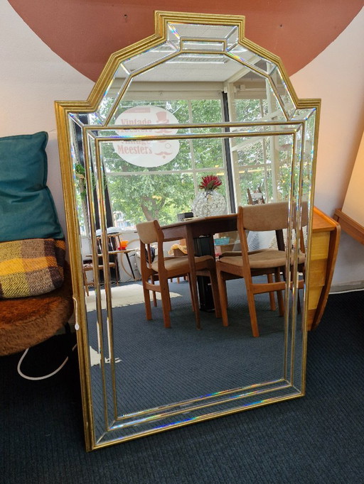 XXL Vintage Deknudt mirror brass faceted