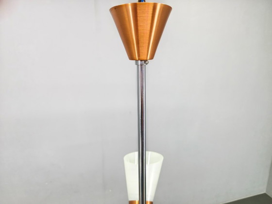 Image 1 of Mid-Century Pendant Light, Copper and Chrome, Czechoslovakia, 1970s