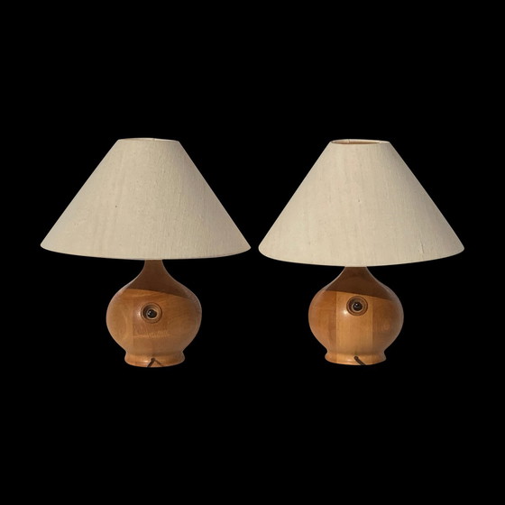 Image 1 of 2X Teak Table Lamps From Dyrlund, Denmark, 1970S