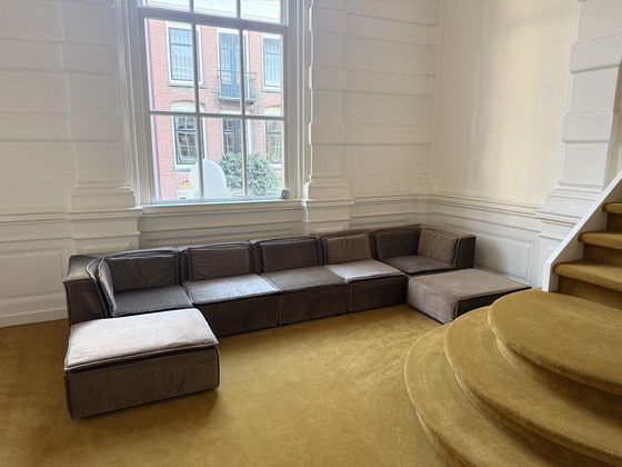 Image 1 of Modular vintage design sofa in brown velvet – 1970s Italian