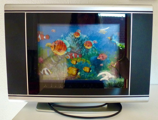 Vintage verlicht tropisch aquarium nagebootst, jaren 70.