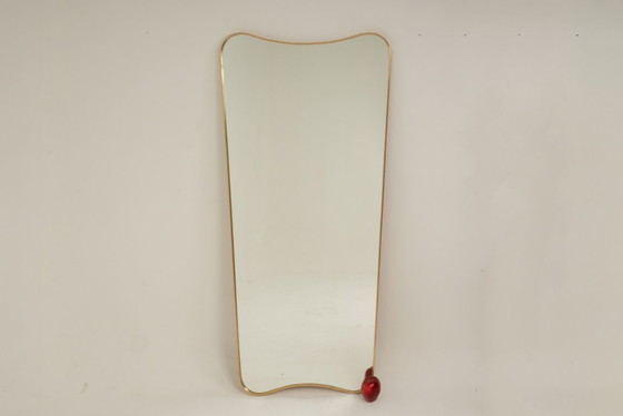 Image 1 of Specchio con cornice in ottone patinato. Anni '80-'90.