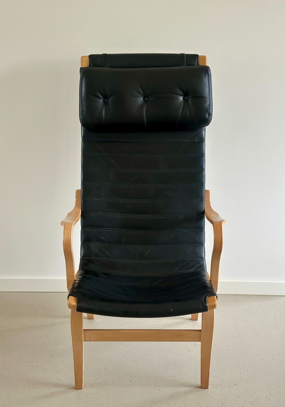 Image 1 of Poltrona lounge in pelle nera Pernilla di Bruno Mathsson per DUX
