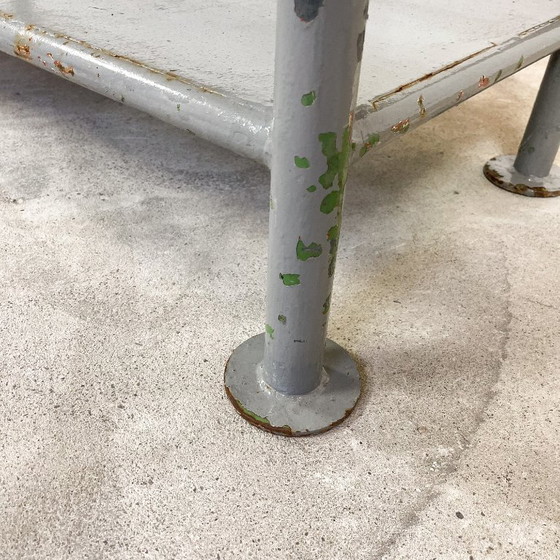 Industrial metal shelving unit, gray and white, Plant table, Grey, Vintage (photo 9 of 9)