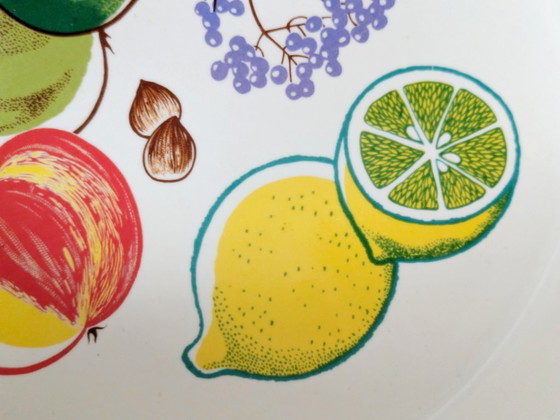 Image 1 of Vintage Melitta Fruit Pattern Serving Bowl, 1970s German Stoneware