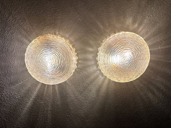 Image 1 of Vintage paar amber muurlampen