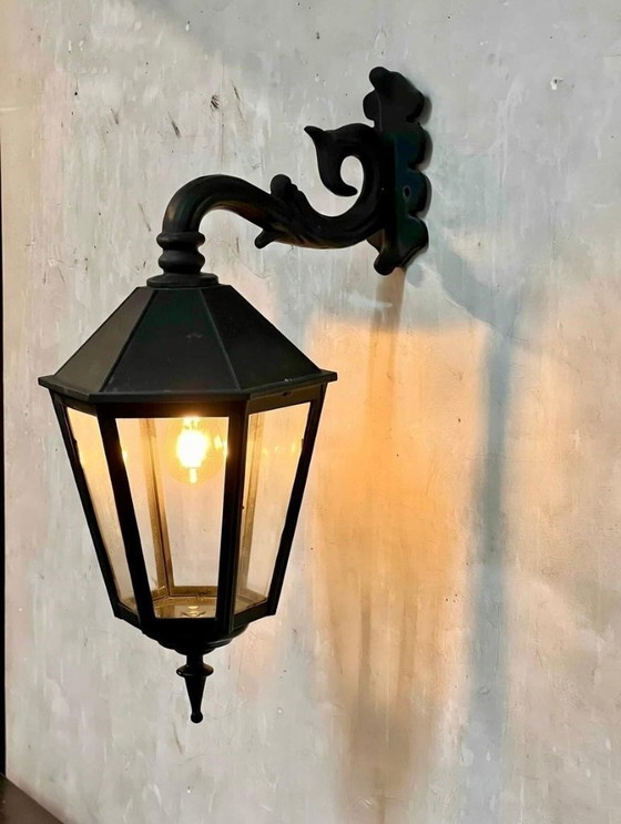 Image 1 of 2x klassieke ijzeren buiten hanglamp / wandlamp donkergroen