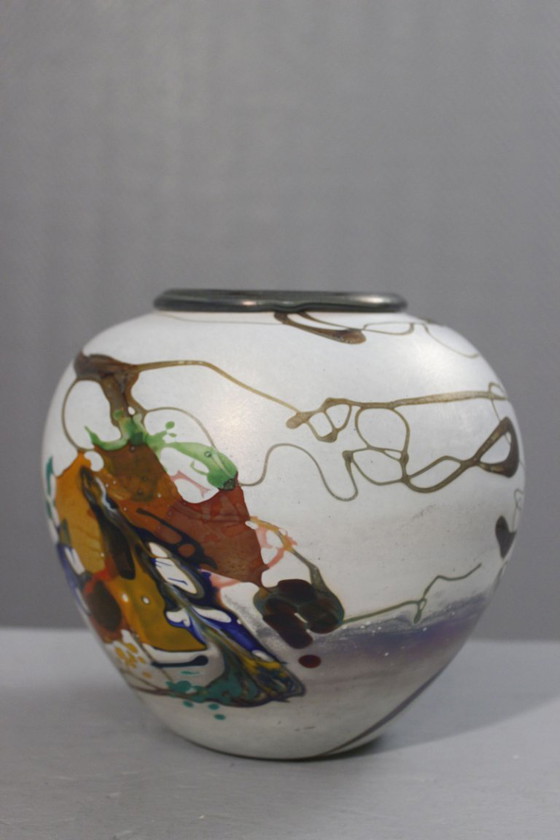 Image 1 of Pascal Guyot in Biot – Glaspastevase mit abstrakter Dekoration, Frankreich 2003