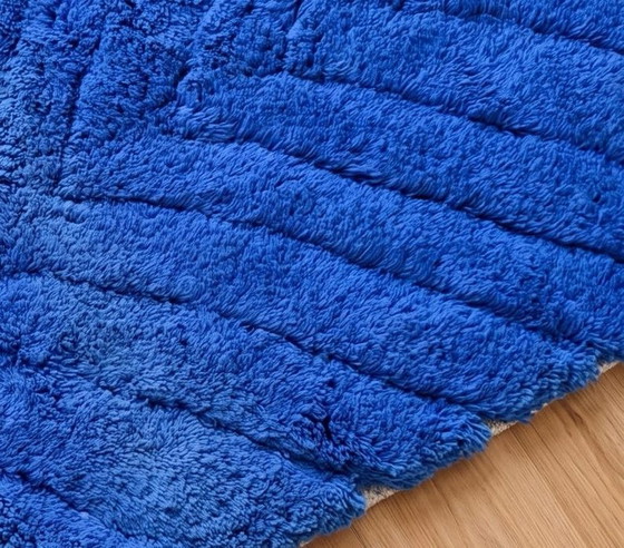 Prachtig blauw wollen vloerkleed 150/250cm – Vloerkleden en tapijten, Katoen (photo 3 of 6)