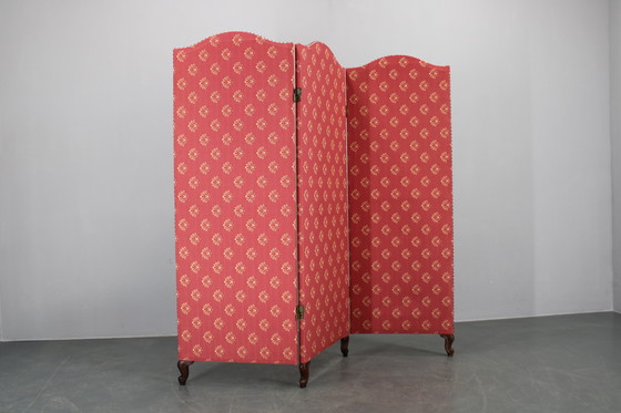 Image 1 of Antiker Paravan mit Stoff, Tschechoslowakei