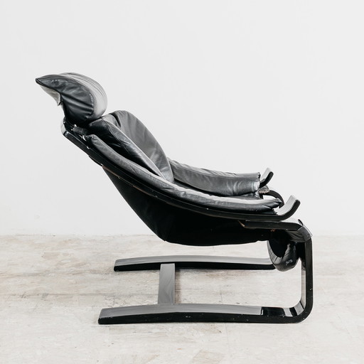 FAUTEUIL EN CUIR DE AKE FRIBYTTER POUR NELO MÖBEL SUÈDE, ANNÉES 1970