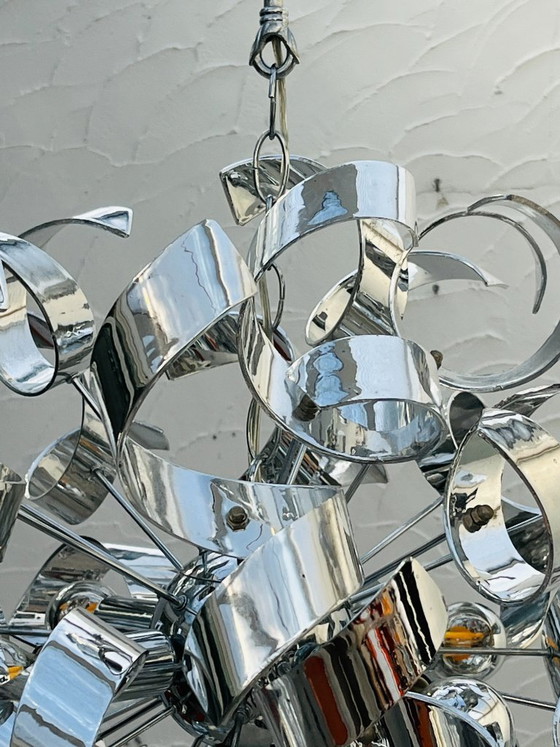 Image 1 of Sculptural chrome designer pendant light