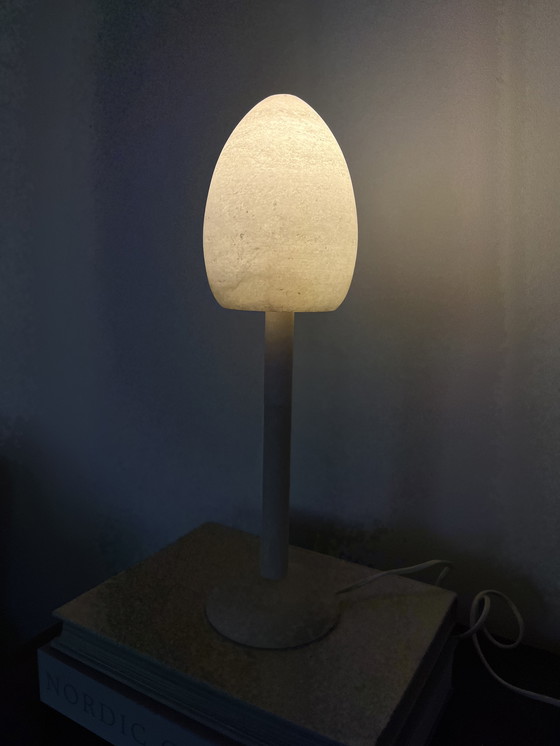 Image 1 of Marmeren tafellamp egg mushroom vintage