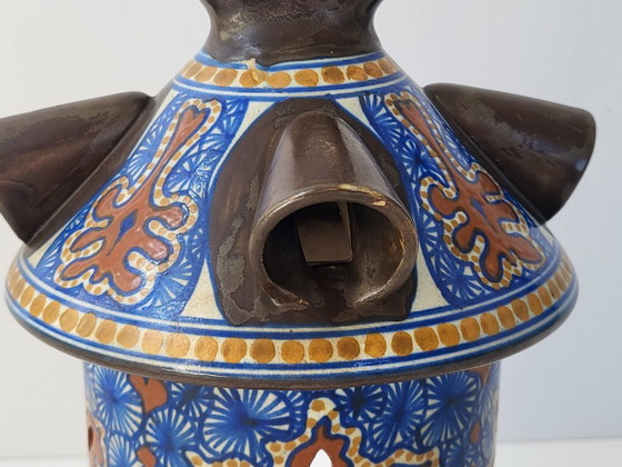 Image 1 of GOUDA NACHTLAMPJE KERAMISCHE ART DECO LANTAARN 1915 VINTAGE GERENOVEERD