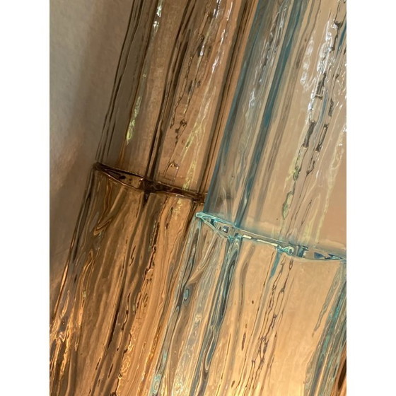 Image 1 of Pair of Italian Murano Glass Tronchi Wall Sconces in Grey and Light Blue