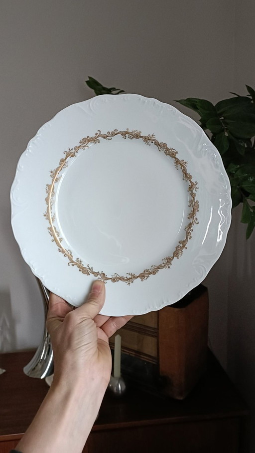Set of 6 A Lanternier prestige porcelain dinner plates