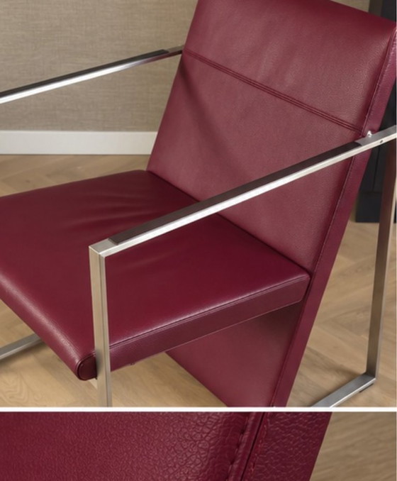 Poltrona Design Arco Spine – Pelle Rosso Bordeaux con Struttura Cromata – Poltrone, Cromo (photo 3 of 6)