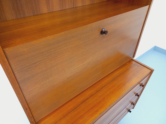 Image 1 of Meuble Bibliothèque Secrétaire de Rangement avec Commode Vintage en Teck des Années 60 70
