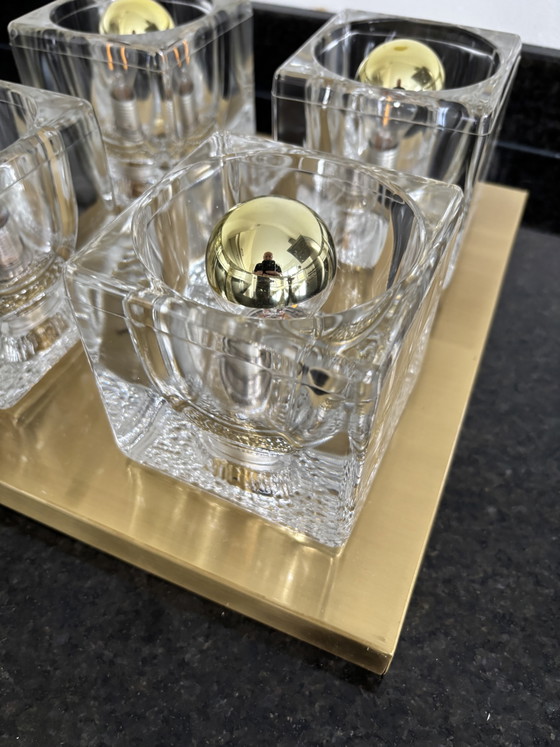 Plafoniera "Ice Cube" vintage Peill & Putzler in ottone – Plafoniere, Glass (photo 6 of 10)