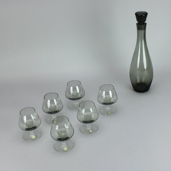 Image 1 of Aloys Ferdinant Ganghofner - smoked glass service "Cora" - Peill - Germany - 43 pieces - 1950s