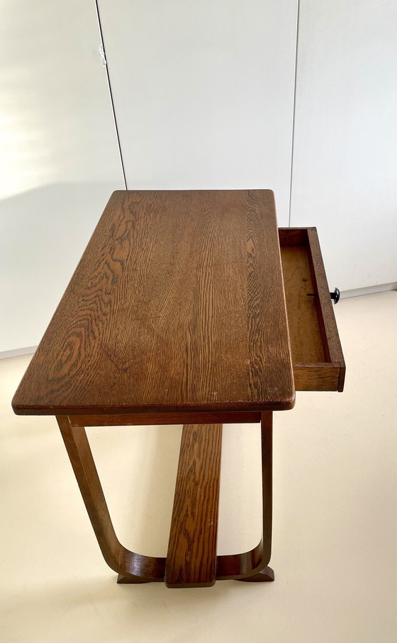 Image 1 of Art Deco bijzettafel eikenhout - Jaren 30 - Amsterdamse School 