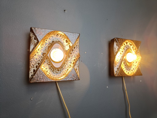 Pair of Ceramic Brutalist Wall Lamps by Pan Leuchten, 1960s