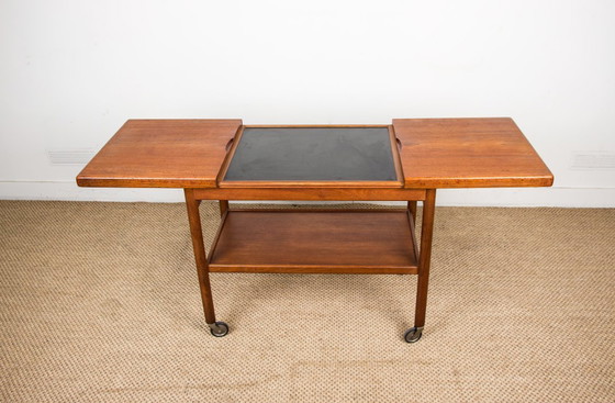 Image 1 of Teak 1960 rolling table, sideboard, extendable Dane and two levels by Kurt Ostervig for Jason Mobler 1960.