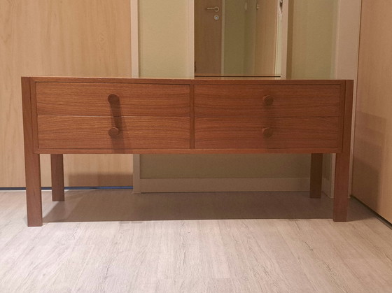 Image 1 of Tavolo da toeletta/credenza originale Kassel Kjersgaard in teak, modello n. 489, prodotto da O.D. Møbler, Danimarca, 1960 circa