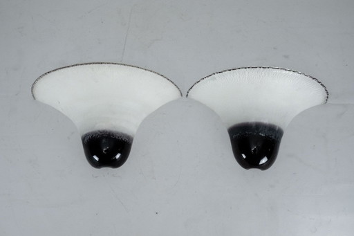 Pair of Large Labeled Barbini Murano Glass Wall Sconces. Italy 1970s