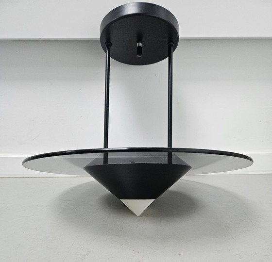 Vintage Space Age UFO Pendant Lamp 80s Postmodern – Massive, Ceiling lights, Metal, Glass (photo 6 of 12)