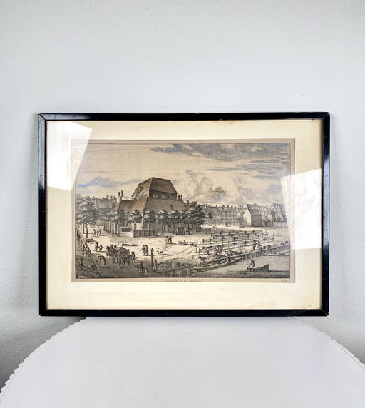 Vintage/Antique Framed Amsterdam Amstelkerk Etching - Sepia Tone Amsterdam Church/Architectural Print by L.F. Reeker Gallery