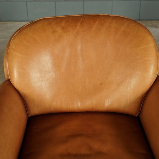 Image 1 of Vintage leather armchair with footstool – Hans Kaufeld – 1970s