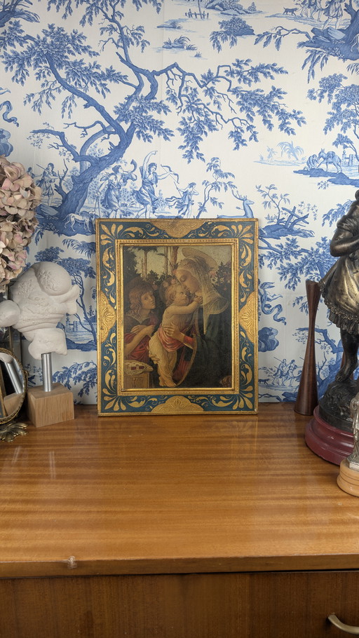 Groot Florentijns religieus icoon van de Maagd en het Kind door Botticelli jaren 50