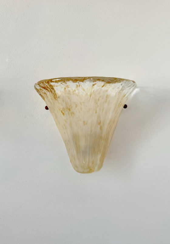 Image 1 of Paar antike Wandleuchten aus Muranoglas, Italien, 1980
